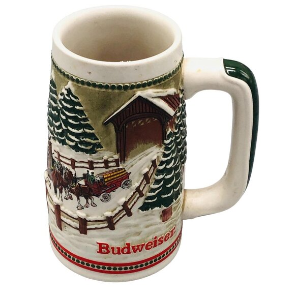 Budweiser stein ceramarte brazil handcrafted holiday 6" tall Christmas tree READ - Picture 1 of 8